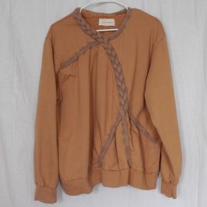 CORRELL CORRELL cotton‎ fleece unisex crew neck sweatshirt in sand texture Large